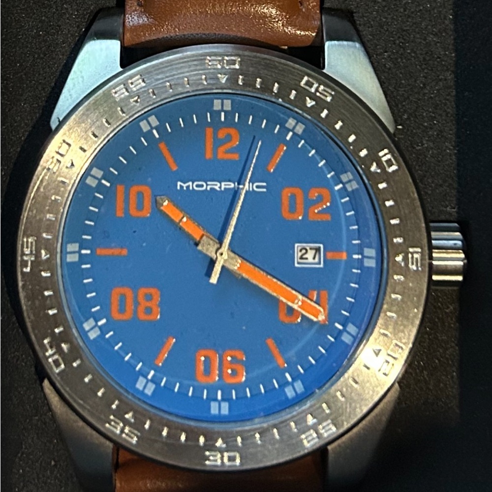 SOLD ON EBAY. MORPHIC M63 Series Blue Dial Black Leather Strap Men's Watch 6306